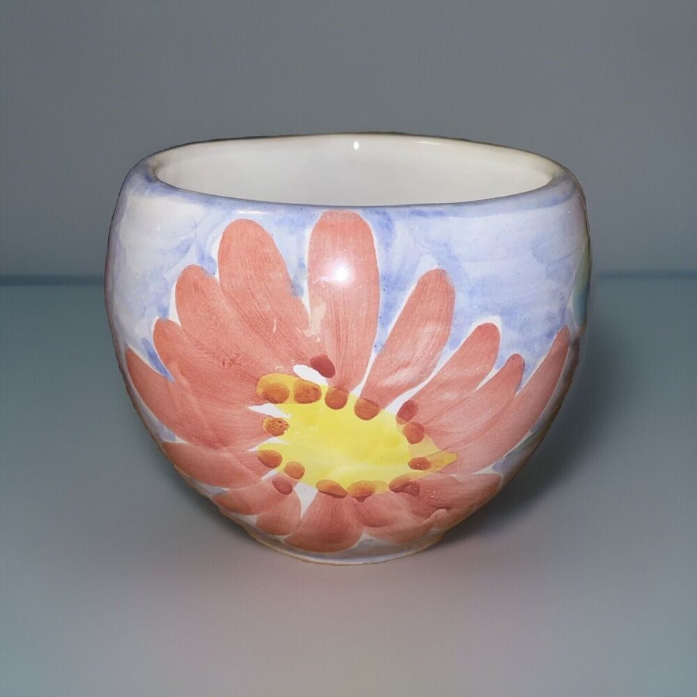 Ceramiche Alfa Art Pottery Planter Flower Pot Flowers Leaves Made in Italy